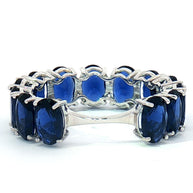 18k White Gold Eternity Ring with 5.50tcw Deep Blue Oval Sapphires