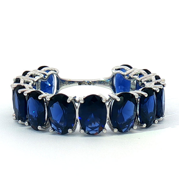 18k White Gold Eternity Ring with 5.50tcw Deep Blue Oval Sapphires