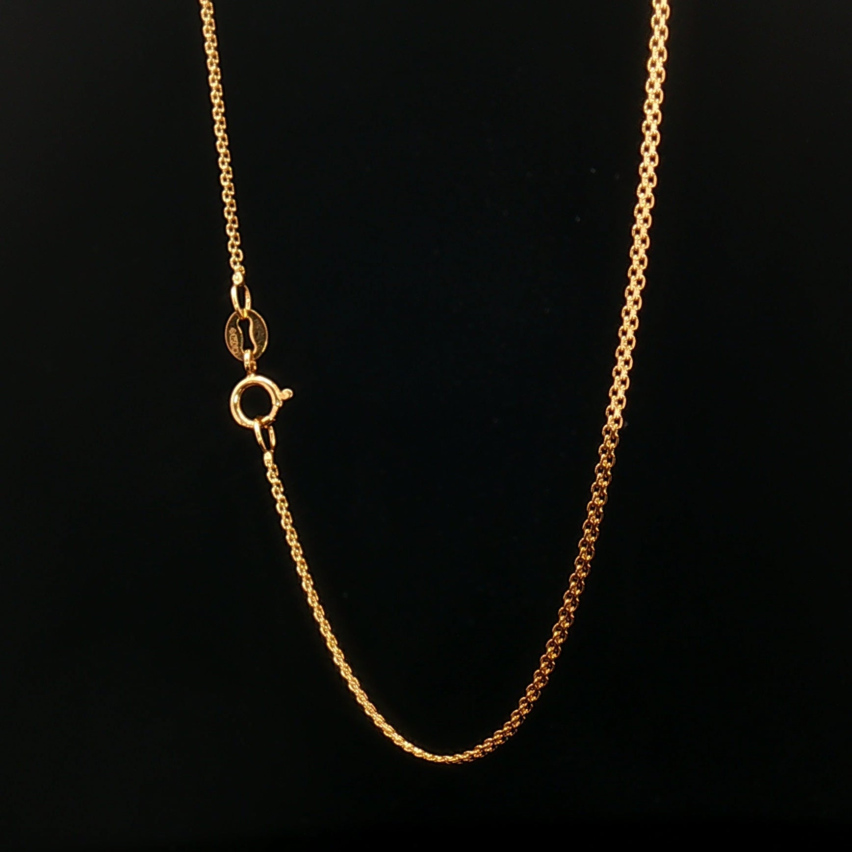 18k Classic Flat Yellow Gold Chain Necklace - 18