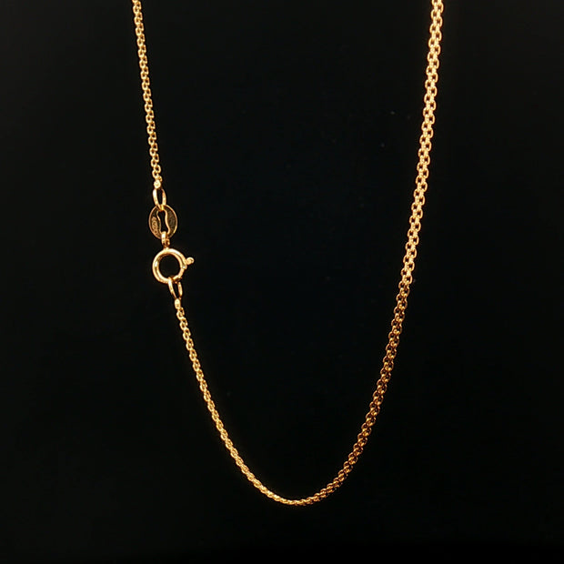 18k Classic Flat Yellow Gold Chain Necklace - 18"