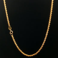 18k Classic Yellow Gold Rope Chain Necklace - 22
