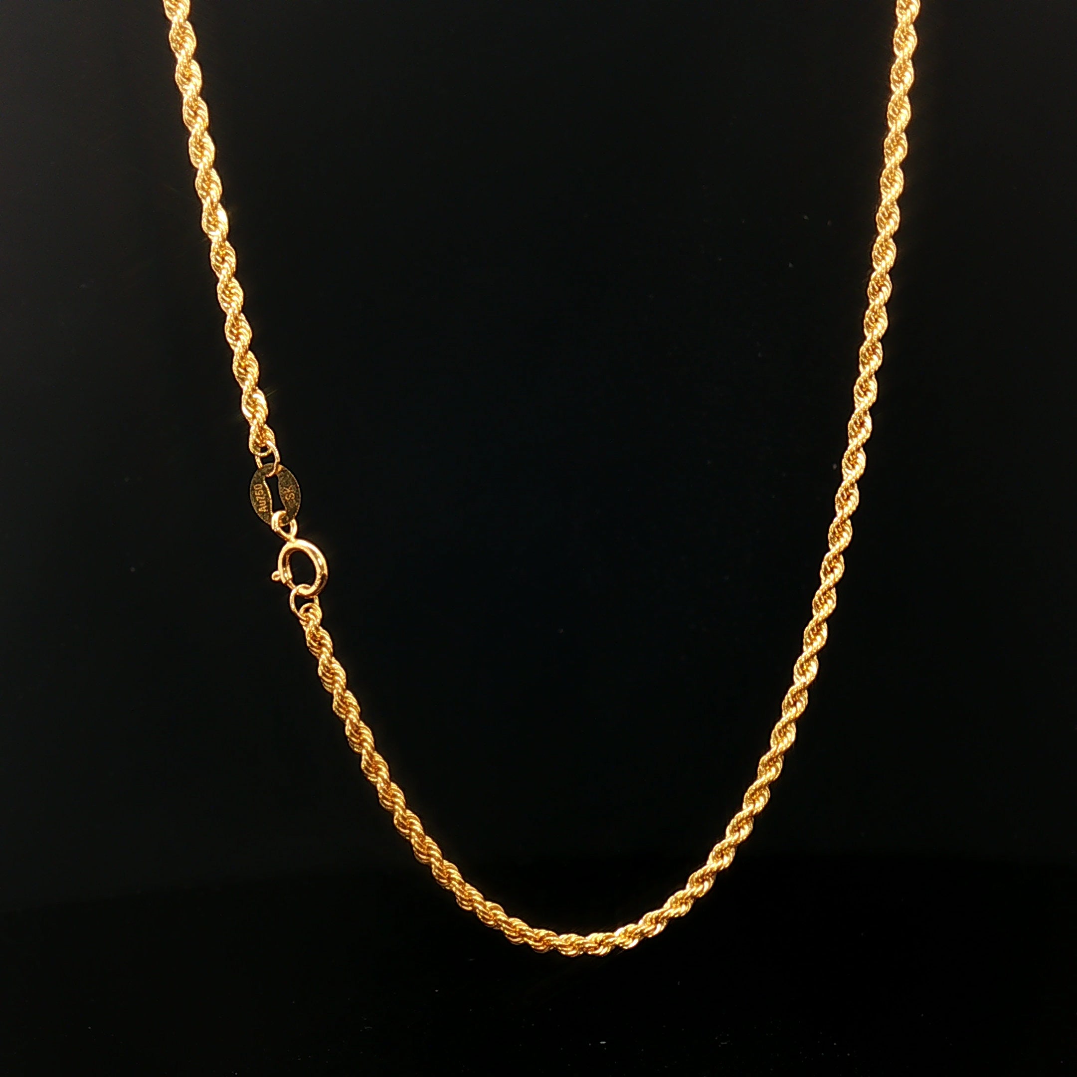 18k Yellow Gold Classic Rope Chain Necklace – 17 Inches