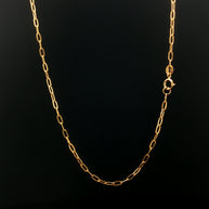 18k Yellow Gold Elegant Paperclip Chain Necklace – 18 Inches