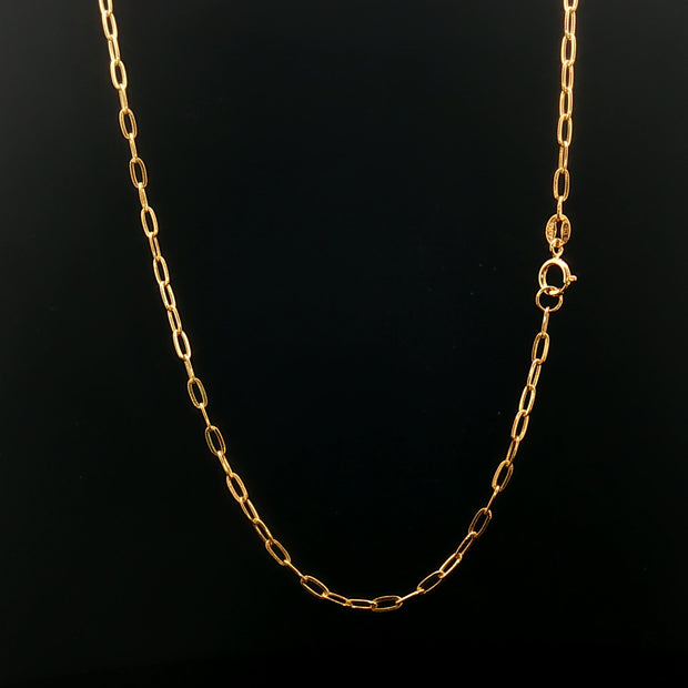 18k Yellow Gold Elegant Paperclip Chain Necklace – 18 Inches