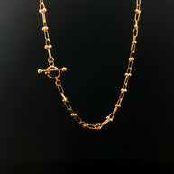 18k Yellow Gold Mini Hardware Chain Necklace with T-Bar Clasp