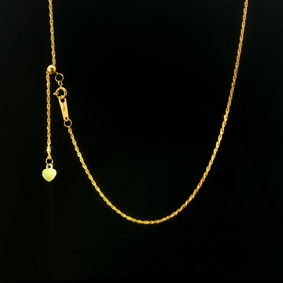 Adjustable Rope Chain 18k Yellow Gold Fully Adjustable Rope Chain Necklace – 20 Inches ...