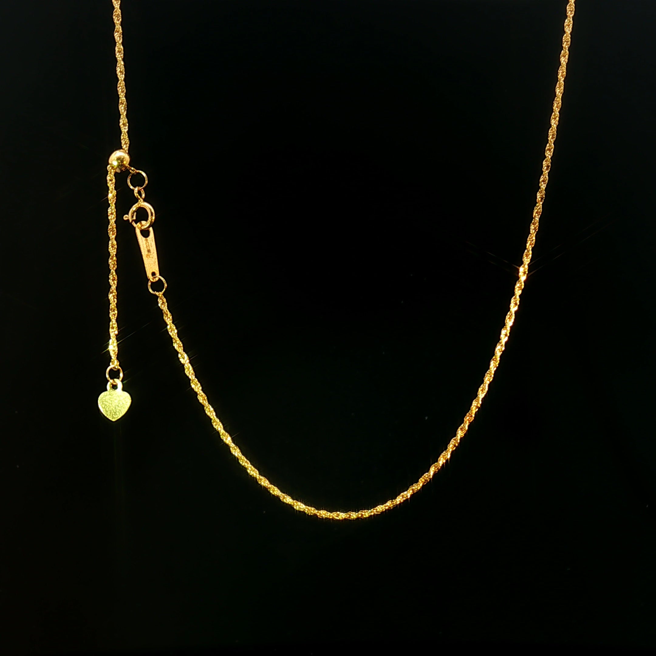 18k Yellow Gold Fully Adjustable Rope Chain Necklace – 20 Inches