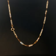 18k Delicate Yellow Gold Paperclip Chain Necklace – 20 Inches