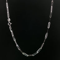18k Delicate White Gold Paperclip Chain Necklace – 18 Inches