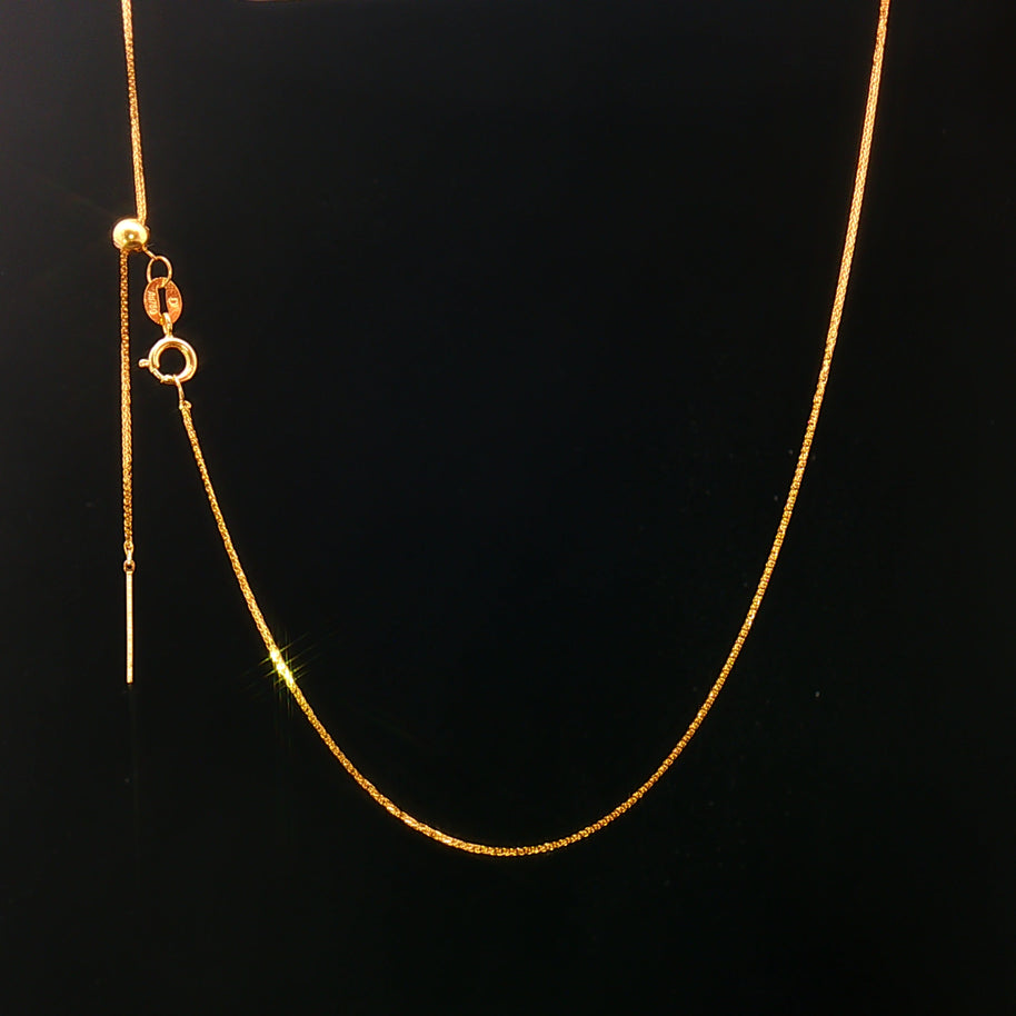 18k Classic Yellow Gold Venetian “Pin Type” Fully Adjustable Chain Necklace – 18 Inches