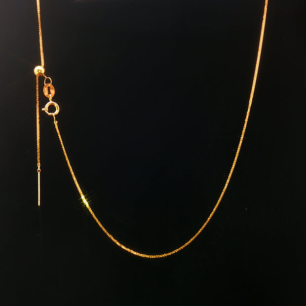 18k Classic Yellow Gold Venetian “Pin Type” Fully Adjustable Chain Necklace – 18 Inches