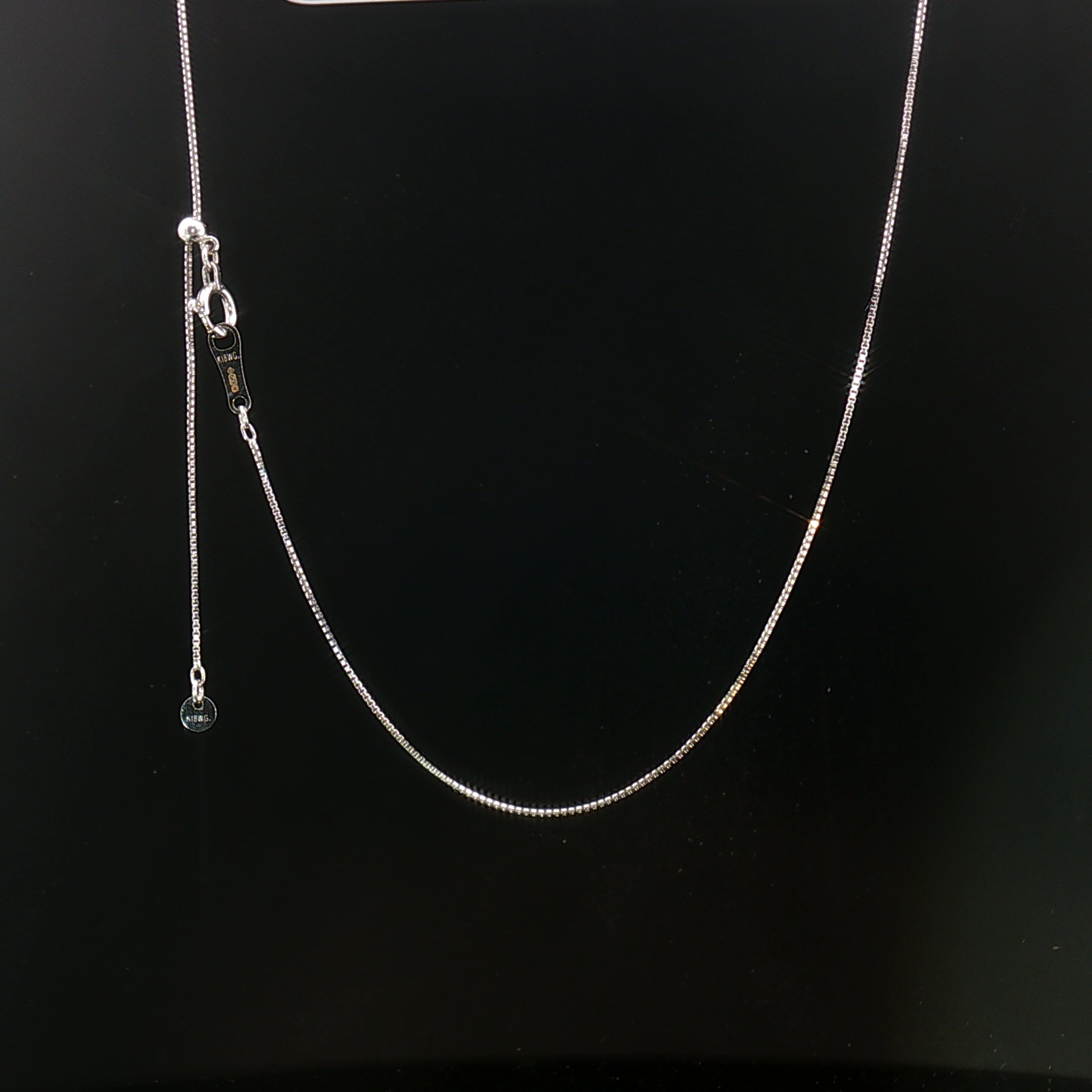 18k Fully Adjustable Tangle-Free White Gold Venetian Chain Necklace – 18 Inches