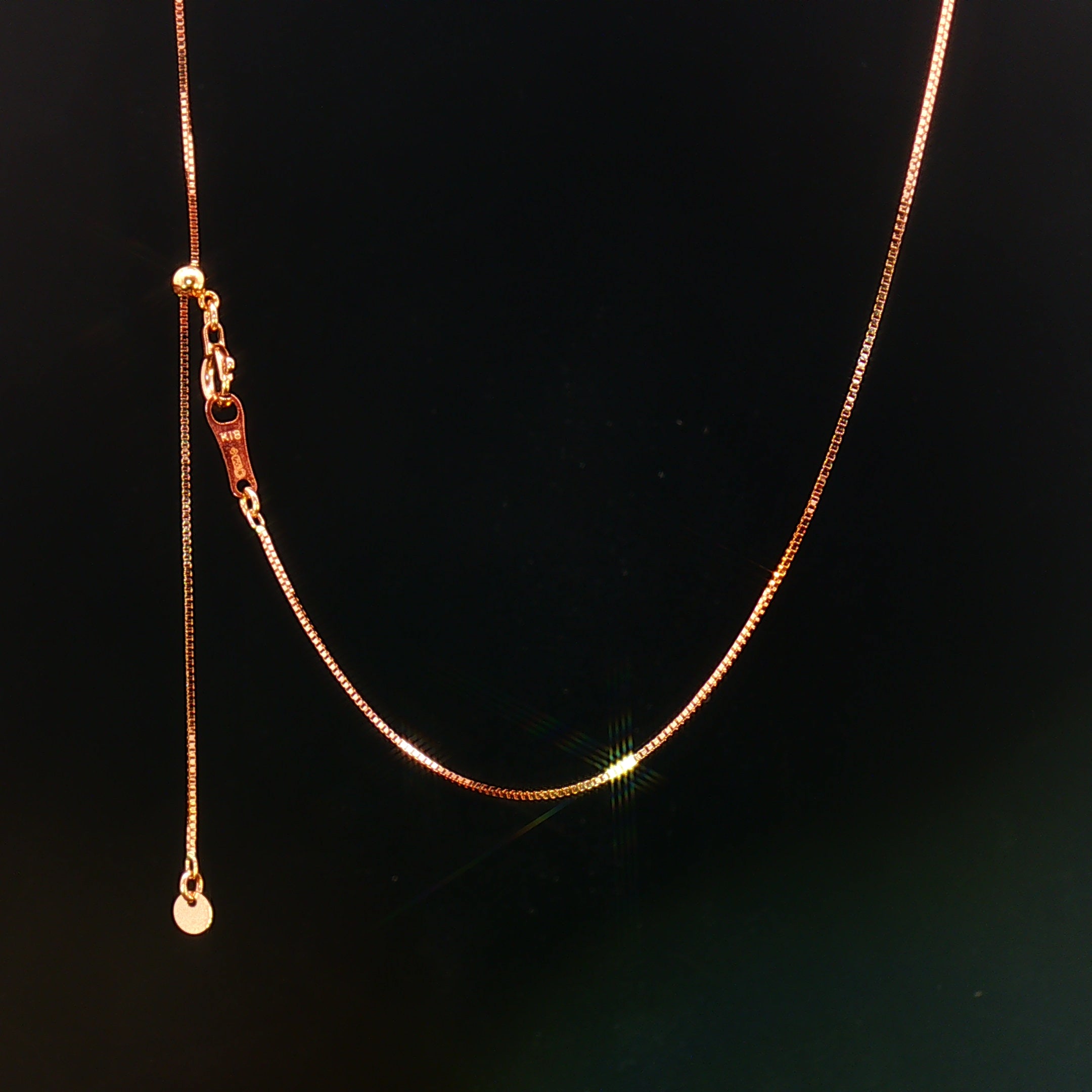 18k Fully Adjustable Tangle-Free Rose Gold Venetian Chain Necklace – 18 Inches