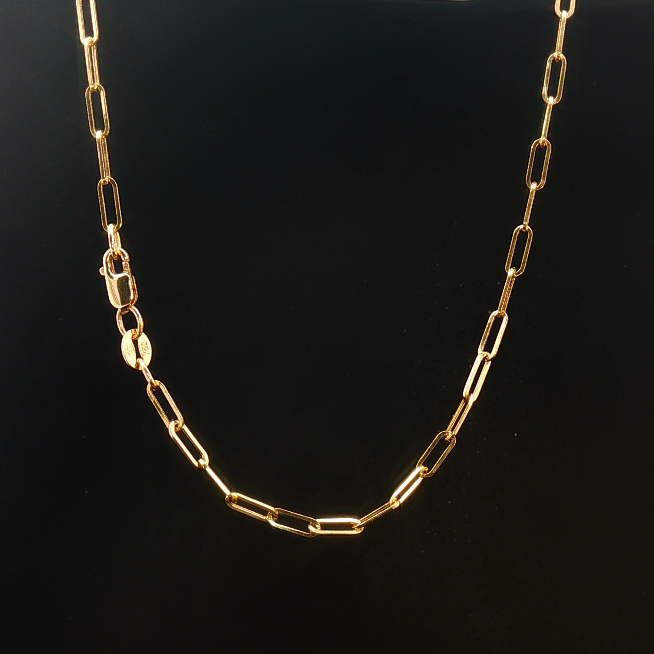 18k Yellow Gold Paper Clip Chain Necklace – 20 Inches