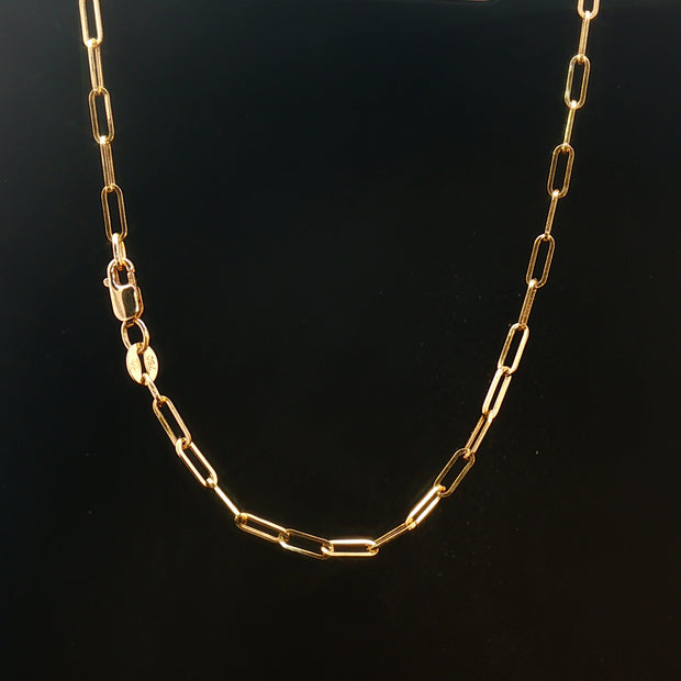 18k Yellow Gold Paper Clip Chain Necklace – 20 Inches