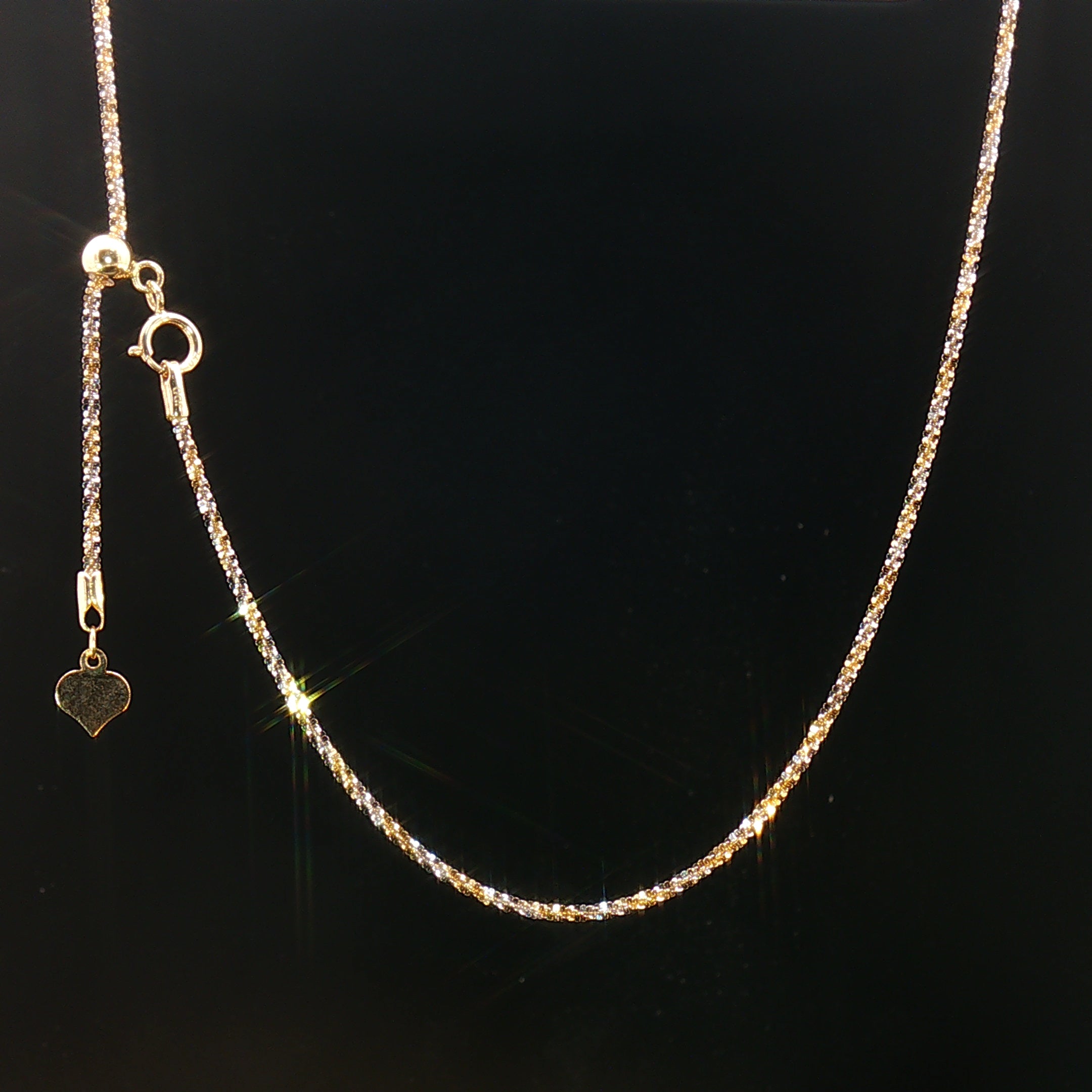 18k Elegant 2-Tone Gold Fully Adjustable Chain Necklace – 18 Inches