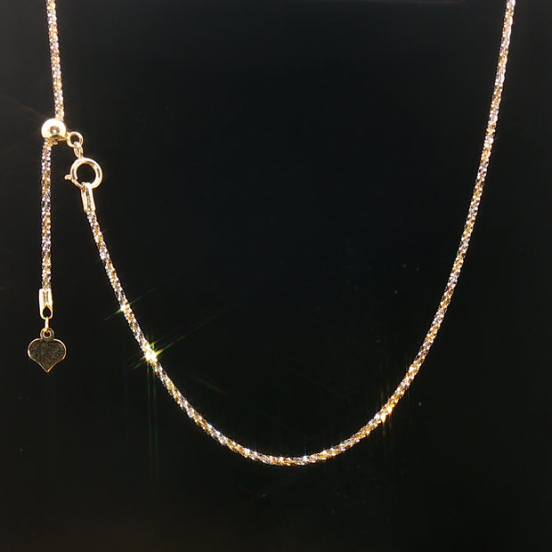18k Elegant 2-Tone Gold Fully Adjustable Chain Necklace – 18 Inches