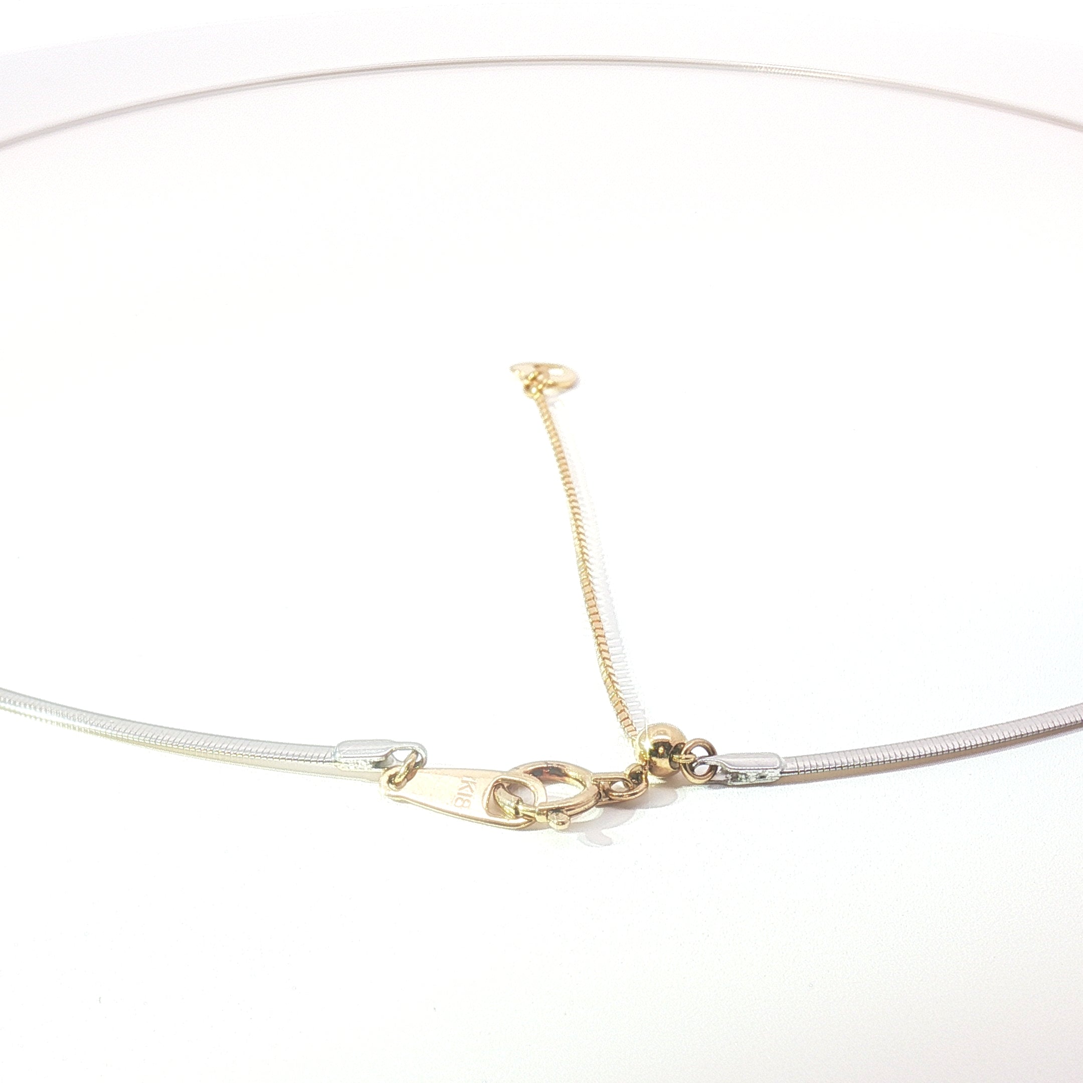 18k Two-Tone Gold Adjustable Omega Chain Necklace – Yellow & White Gold Back-to-Back Design