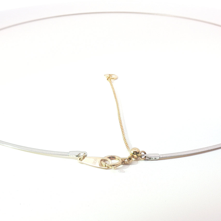 18k Two-Tone Gold Adjustable Omega Chain Necklace – Yellow & White Gold Back-to-Back Design