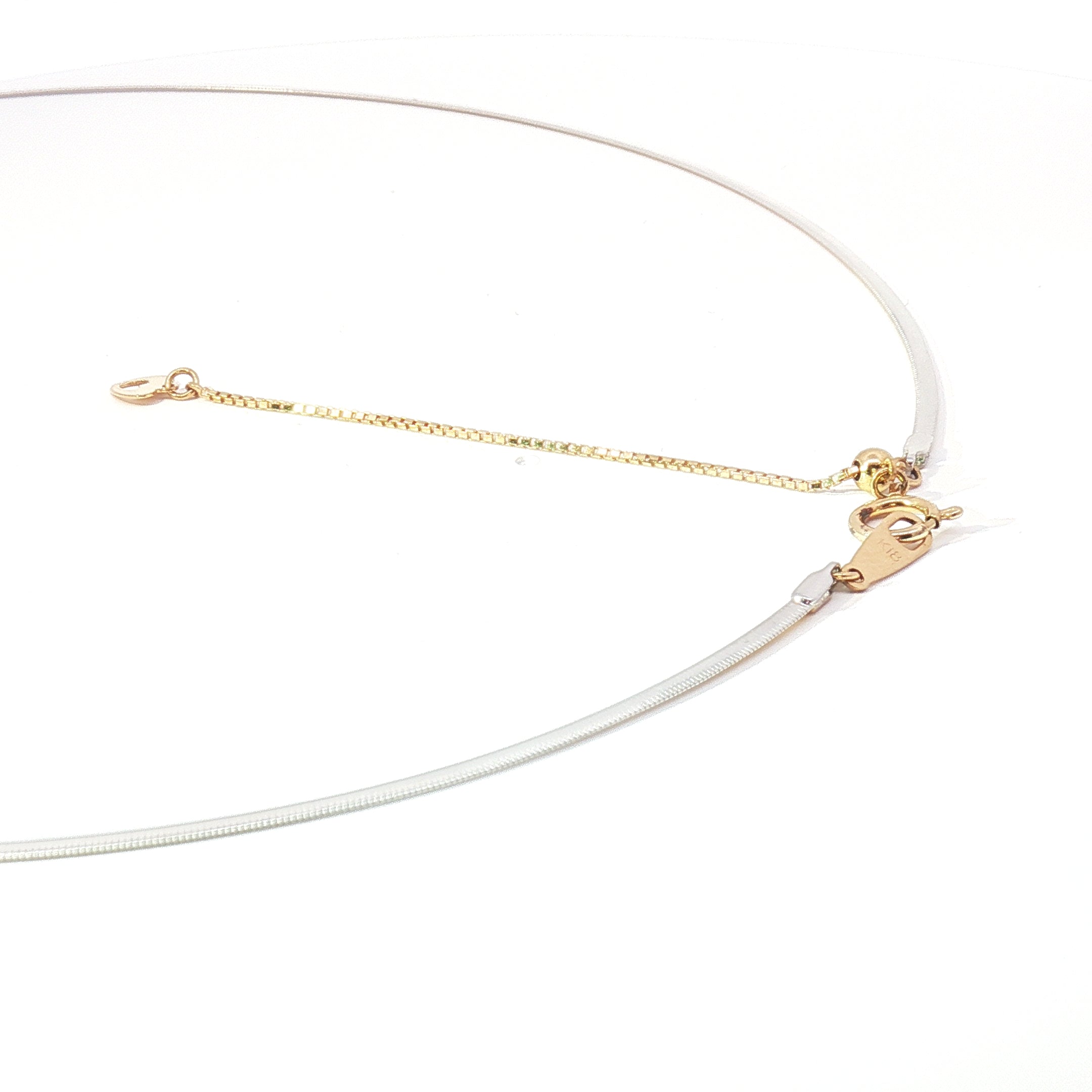 18k Two-Tone Gold Adjustable Omega Chain Necklace – Yellow & White Gold Back-to-Back Design