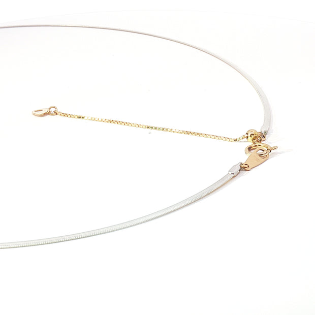 18k Two-Tone Gold Adjustable Omega Chain Necklace – Yellow & White Gold Back-to-Back Design