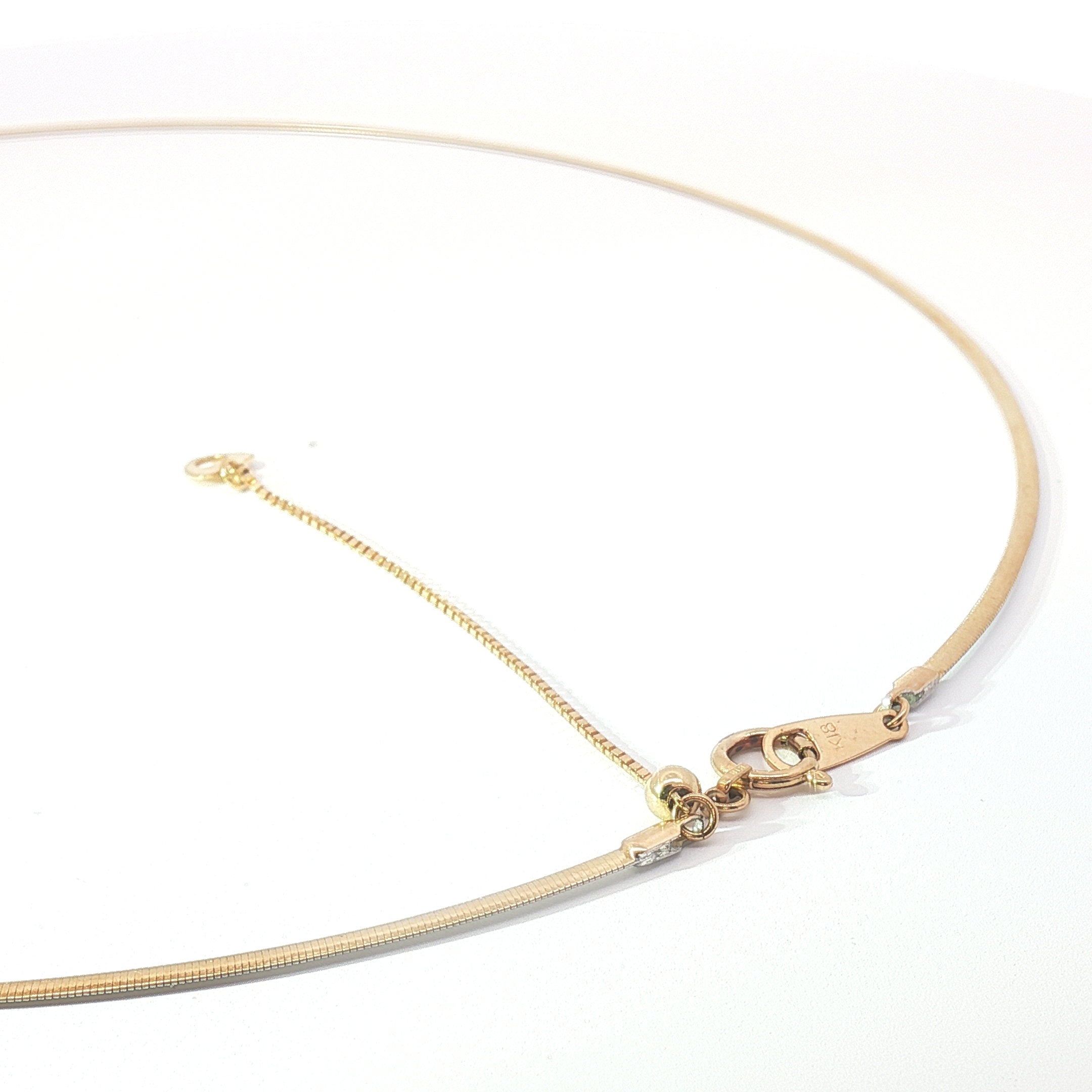 18k Two-Tone Gold Adjustable Omega Chain Necklace – Yellow & White Gold Back-to-Back Design