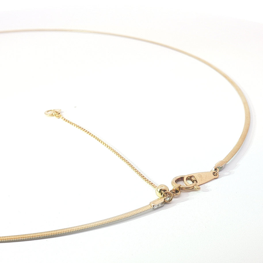 18k Two-Tone Gold Adjustable Omega Chain Necklace – Yellow & White Gold Back-to-Back Design