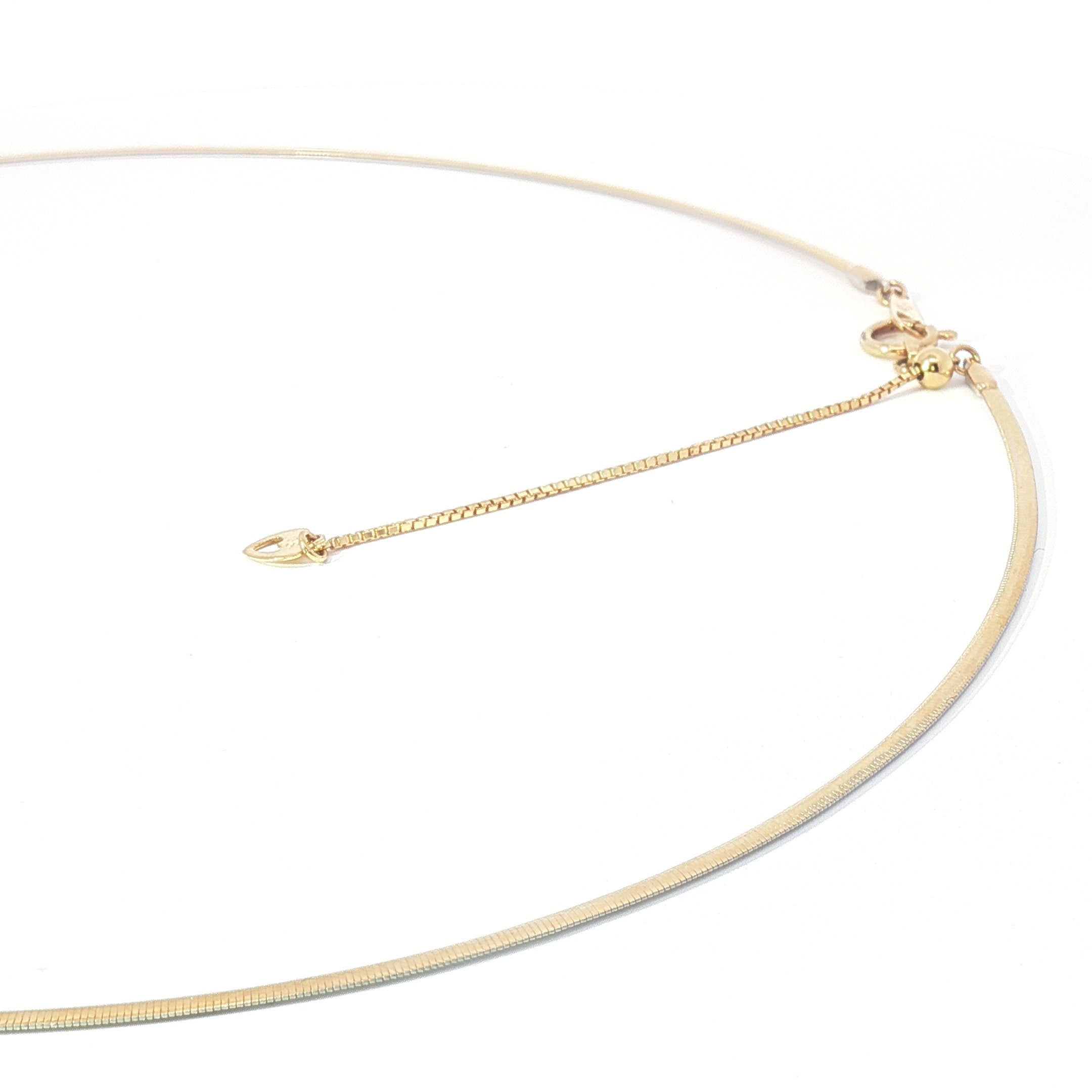 18k Two-Tone Gold Adjustable Omega Chain Necklace – Yellow & White Gold Back-to-Back Design