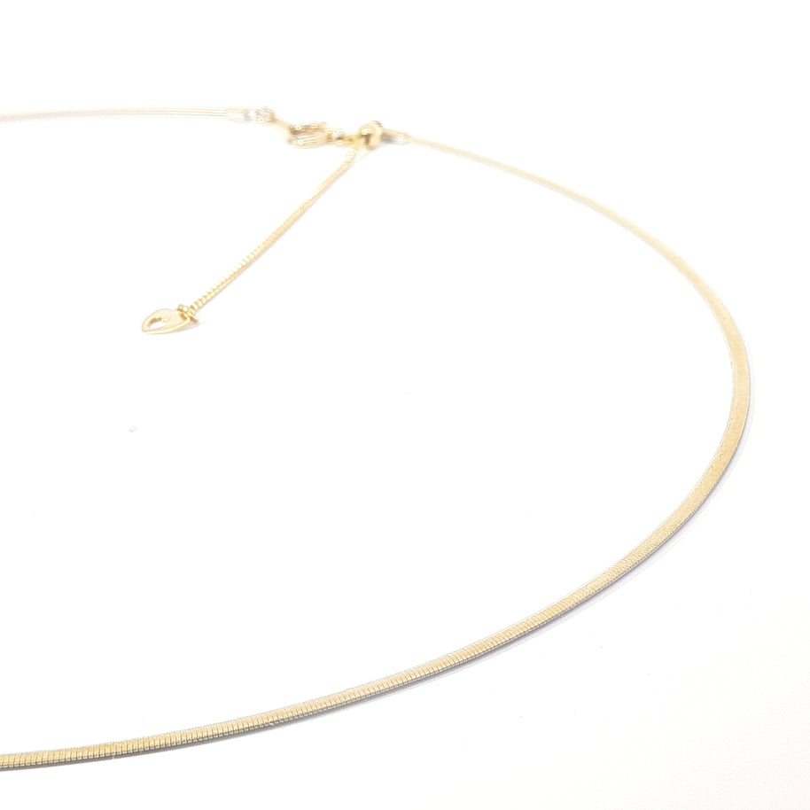 18k Two-Tone Gold Adjustable Omega Chain Necklace – Yellow & White Gold Back-to-Back Design