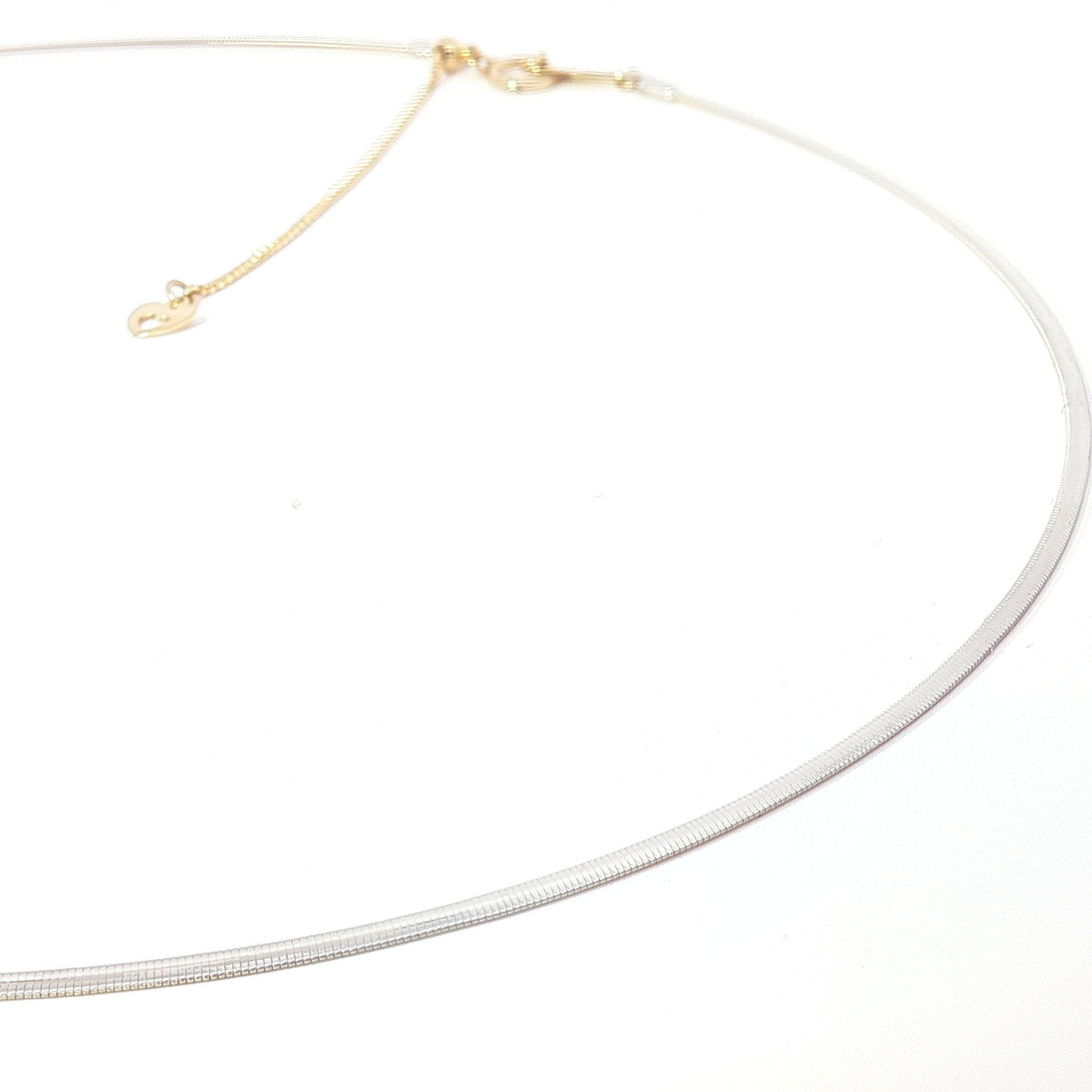 18k Two-Tone Gold Adjustable Omega Chain Necklace – Yellow & White Gold Back-to-Back Design