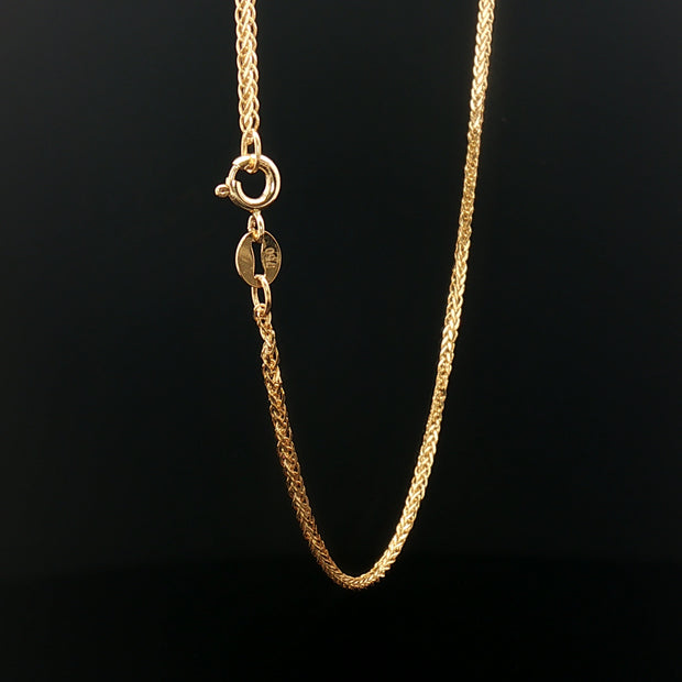 18k Yellow Gold Fox Tail Chain Necklace – Classic 18" High-Polish Gold Chain