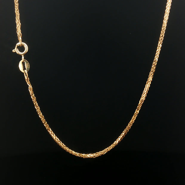18k Yellow Gold Fox Tail Chain Necklace – Classic 18" High-Polish Gold Chain