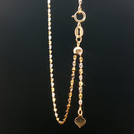 18k Two-Tone Gold Twisted Adjustable Chain Necklace – Yellow & White Gold with Heart Charm