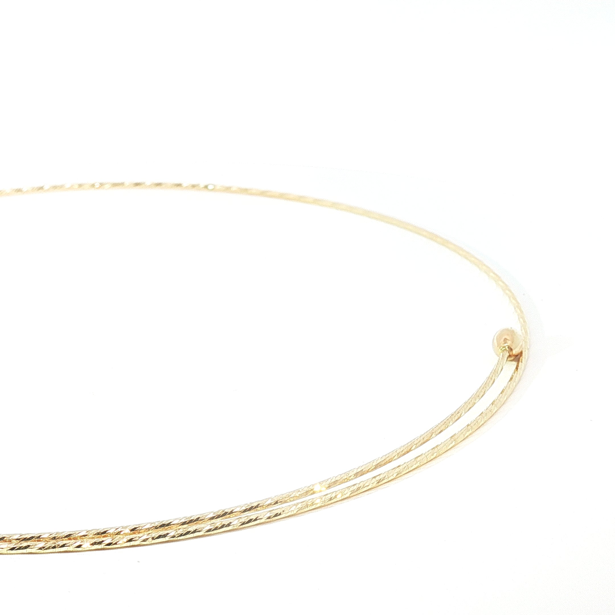 18k Yellow Gold Omega Chain Necklace – Flexible Wire Design with Detachable Headlock Pendant Holder