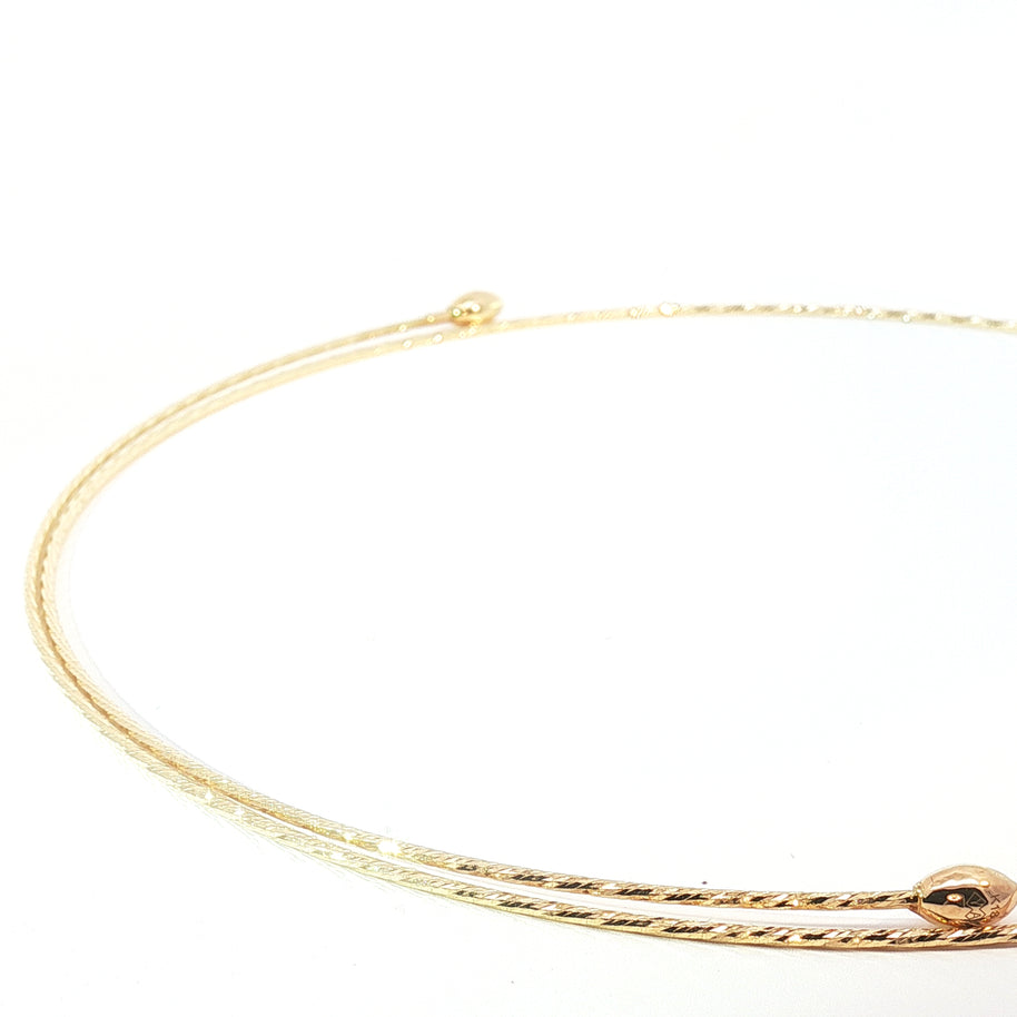 18k Yellow Gold Omega Chain Necklace – Flexible Wire Design with Detachable Headlock Pendant Holder