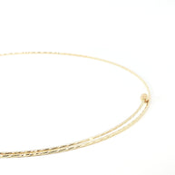 18k Yellow Gold Omega Chain Necklace – Flexible Wire Design with Detachable Headlock Pendant Holder