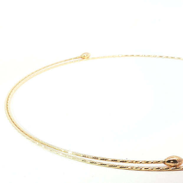 18k Yellow Gold Omega Chain Necklace – Flexible Wire Design with Detachable Headlock Pendant Holder