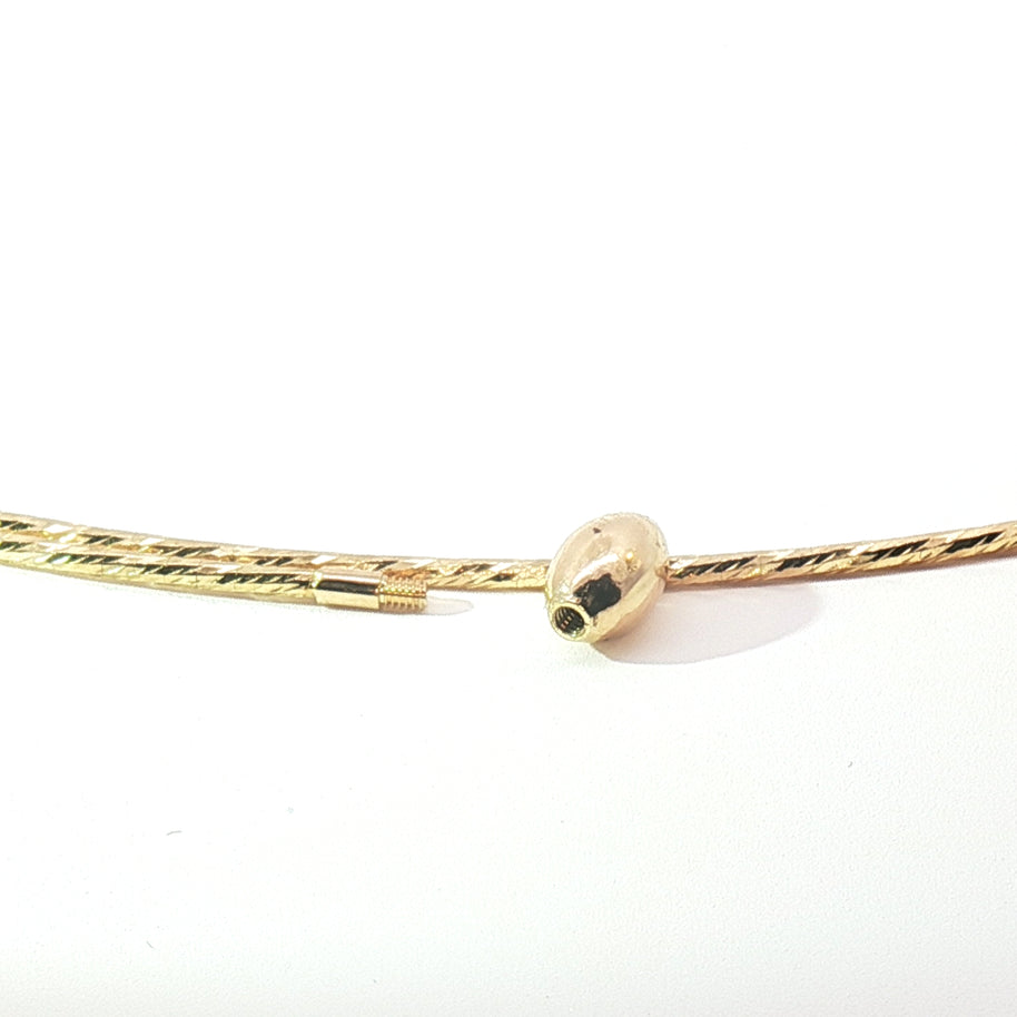 18k Yellow Gold Omega Chain Necklace – Flexible Wire Design with Detachable Headlock Pendant Holder