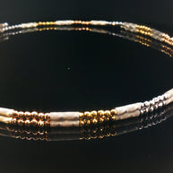 18k Tri-Colour Gold Magnetic Beaded Convertible Necklace & Bracelet – Multi-Wear Chain in Yellow, Rose & White Gold