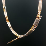 18k Tri-Colour Gold Magnetic Beaded Convertible Necklace & Bracelet – Multi-Wear Chain in Yellow, Rose & White Gold