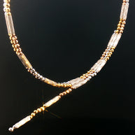 18k Tri-Colour Gold Magnetic Beaded Convertible Necklace & Bracelet – Multi-Wear Chain in Yellow, Rose & White Gold