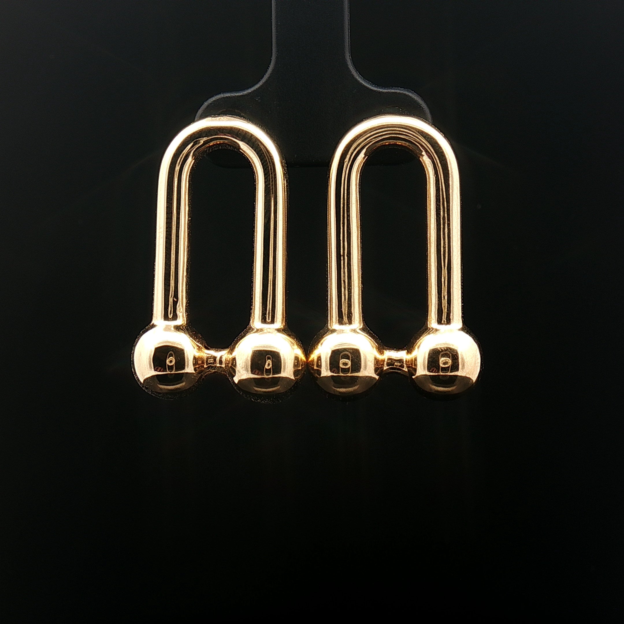 18k Yellow Gold Hard Link XL Stud Earrings – Electroform Chunky U-Shape Modern Gold Studs