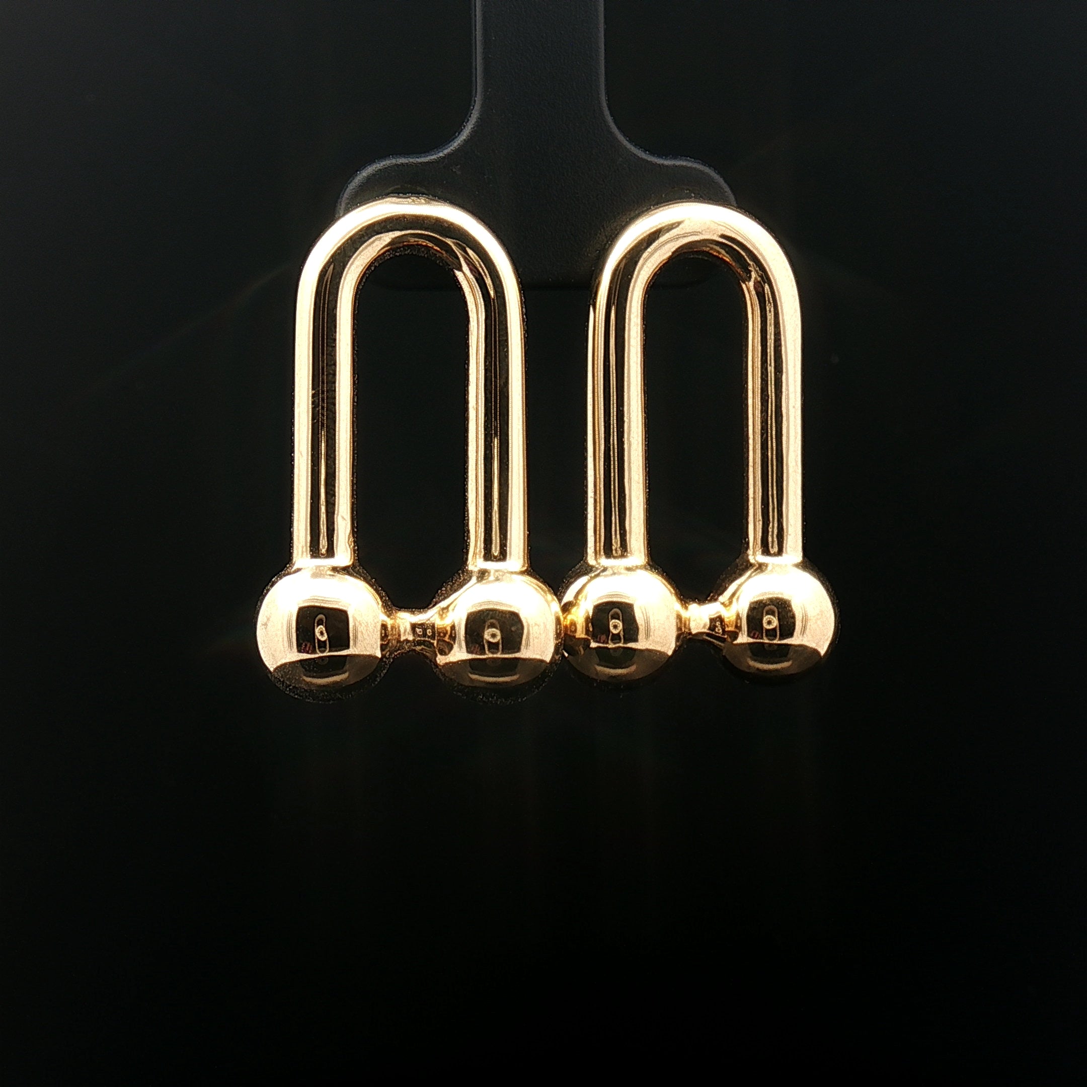 18k Yellow Gold Hard Link XL Stud Earrings – Electroform Chunky U-Shape Modern Gold Studs