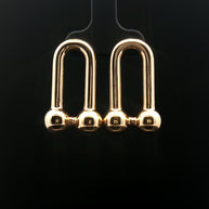 18k Yellow Gold Hard Link XL Stud Earrings – Electroform Chunky U-Shape Modern Gold Studs