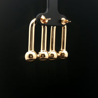 18k Yellow Gold Hard Link XL Stud Earrings – Electroform Chunky U-Shape Modern Gold Studs