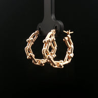 18k Yellow Gold Hard Links Hoop Earrings – Electroform Lightweight Modern Gold Hoops