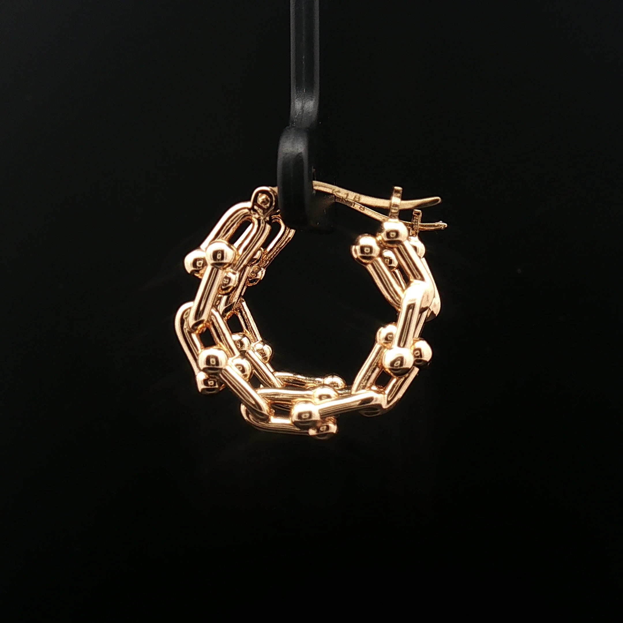 18k Yellow Gold Hard Links Hoop Earrings – Electroform Lightweight Modern Gold Hoops