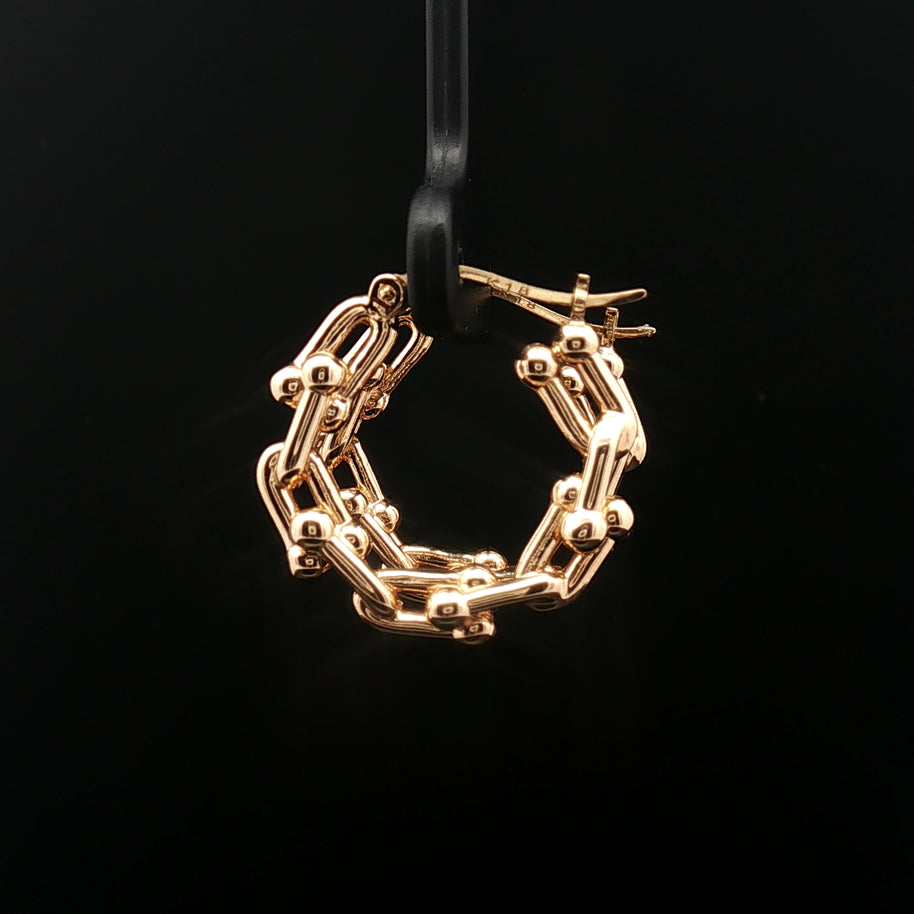 18k Yellow Gold Hard Links Hoop Earrings – Electroform Lightweight Modern Gold Hoops