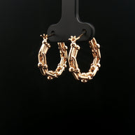 18k Yellow Gold Hard Links Hoop Earrings – Electroform Lightweight Modern Gold Hoops