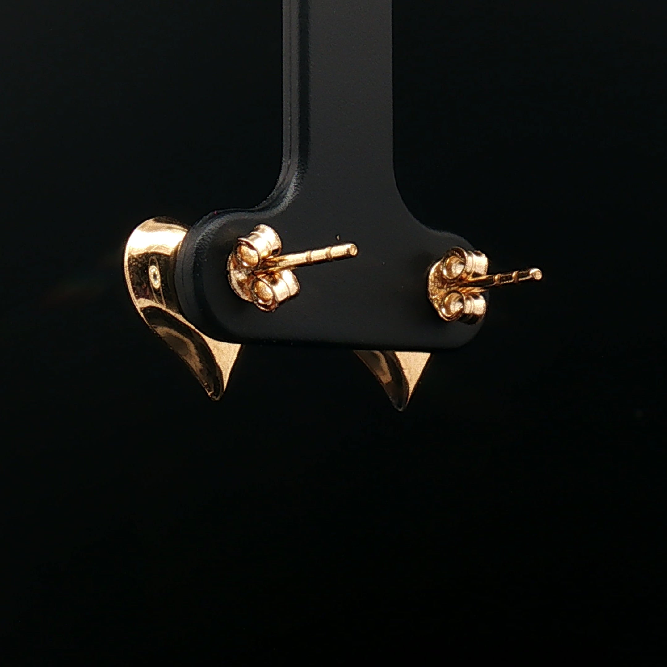 18k Yellow Gold Tri-Colour Heart Stud Earrings – Textured Yellow, Rose & White Gold Design